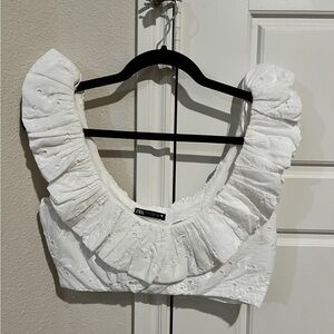 Zara ruffled crop top with side zipper closure